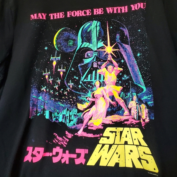 Star Wars Neon Graphic Printed Black T-Shirt (Large) - Picture 4 of 8